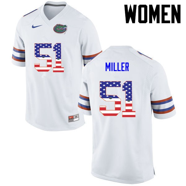 Florida Gators Women #51 Ventrell Miller College Football Jersey USA Flag Fashion White